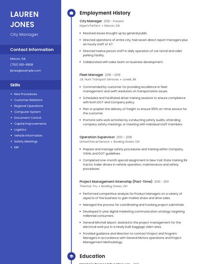 City Manager Resume