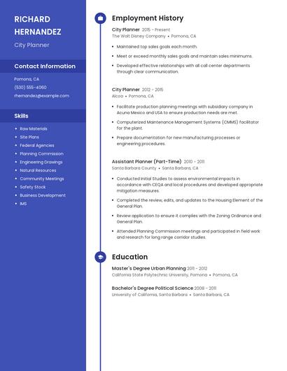 City Planner Resume