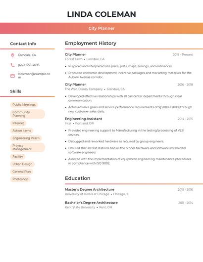 City Planner Resume