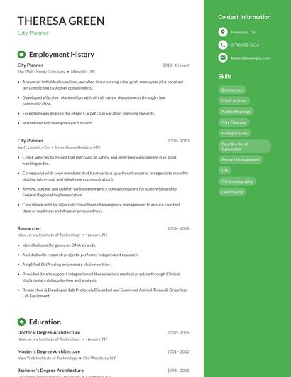 City Planner Resume