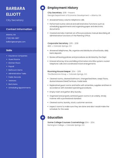 City Secretary Resume