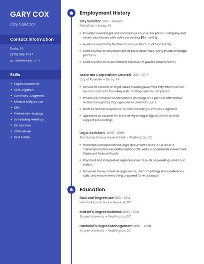 City Solicitor Resume