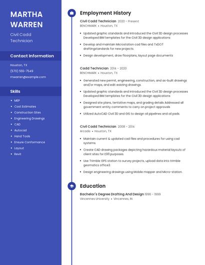 Civil Cadd Technician Resume