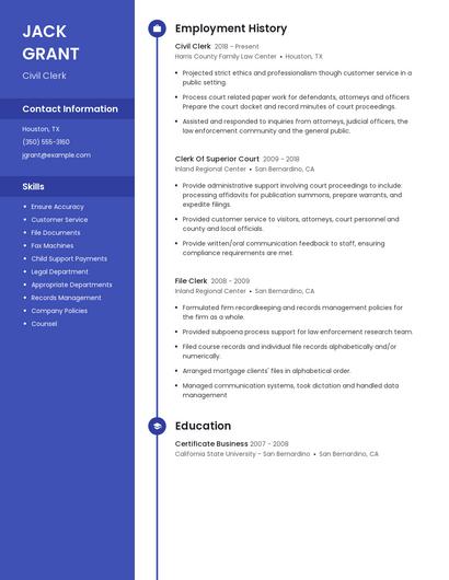 Civil Clerk Resume
