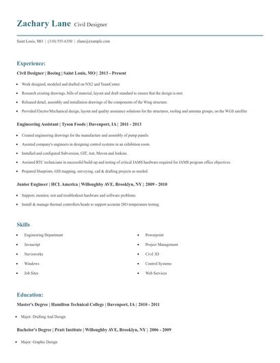 Civil Designer Resume