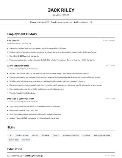 Civil Drafter Resume