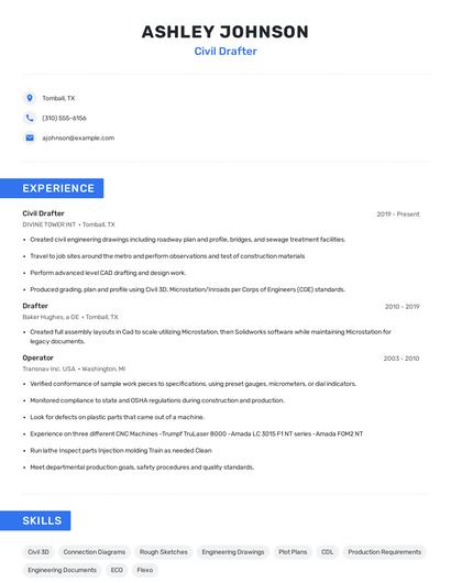Civil Drafter Resume