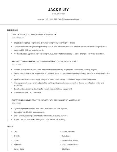 Civil Drafter Resume