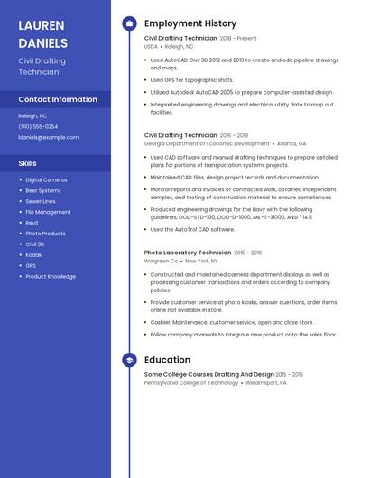 Civil Drafting Technician Resume