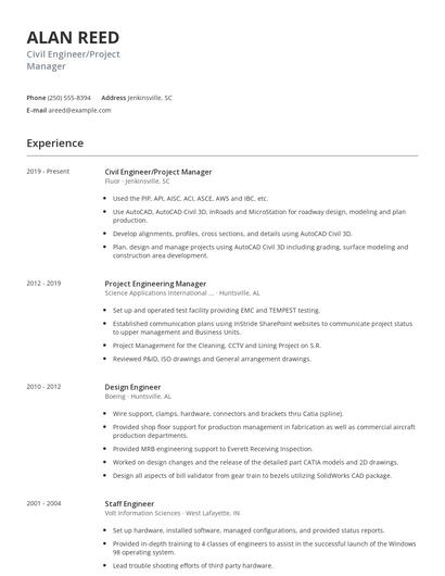 Civil Engineer/Project Manager Resume