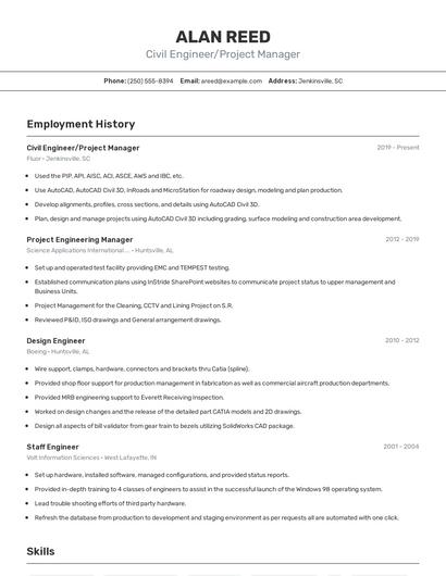 Civil Engineer/Project Manager Resume