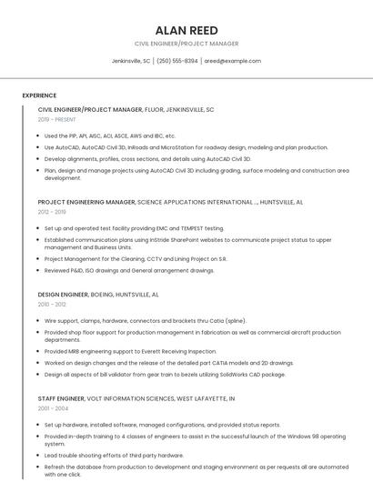 Civil Engineer/Project Manager Resume