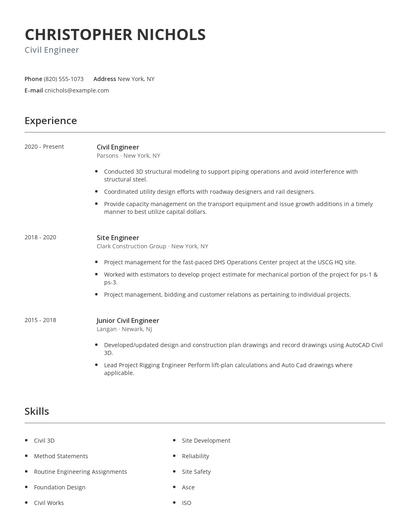 Civil Engineer Resume