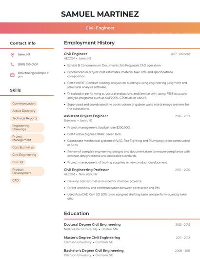 Civil Engineer Resume
