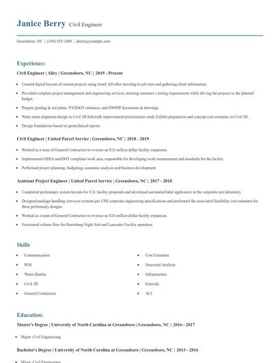 Civil Engineer Resume
