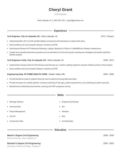 Civil Engineer Resume