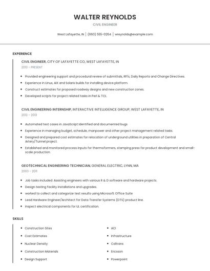 Civil Engineer Resume