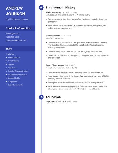 Civil Process Server Resume