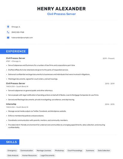 Civil Process Server Resume