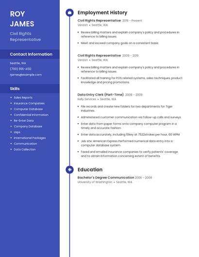 Civil Rights Representative Resume