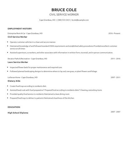 Civil Service Worker Resume