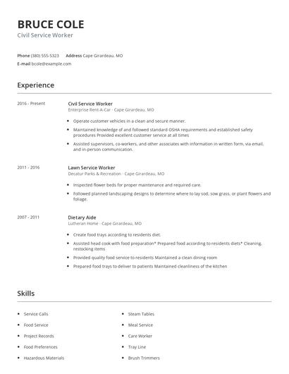 Civil Service Worker Resume