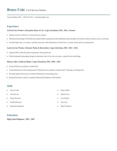 Civil Service Worker Resume