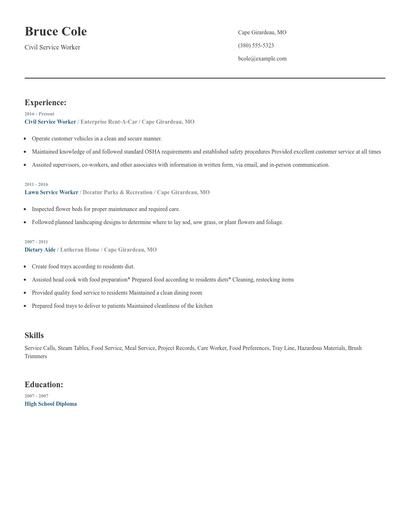Civil Service Worker Resume