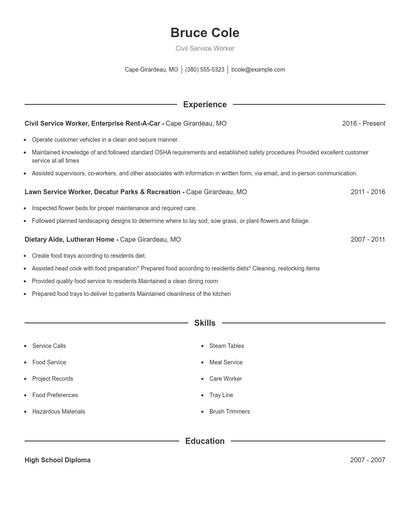 Civil Service Worker Resume