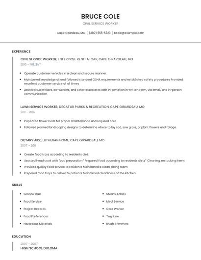 Civil Service Worker Resume