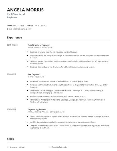 Civil/Structural Engineer Resume