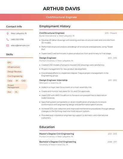 Civil/Structural Engineer Resume