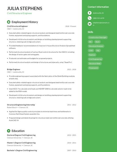 Civil/Structural Engineer Resume