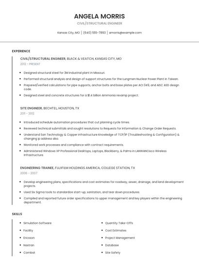 Civil/Structural Engineer Resume