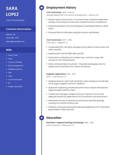 Civil Technician Resume