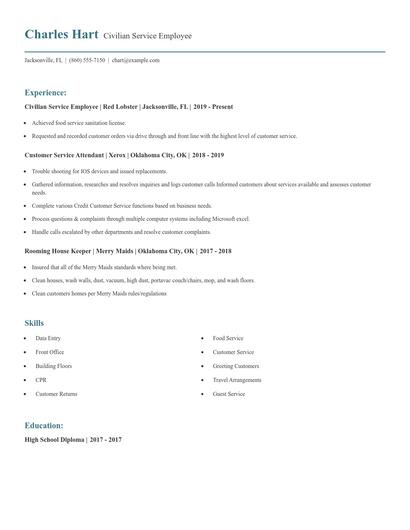 Civilian Service Employee Resume
