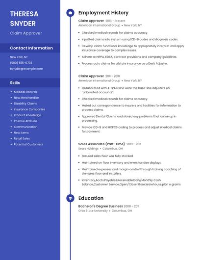 Claim Approver Resume