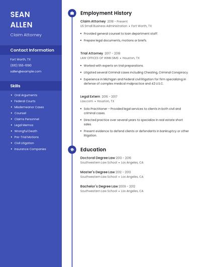 Claim Attorney Resume