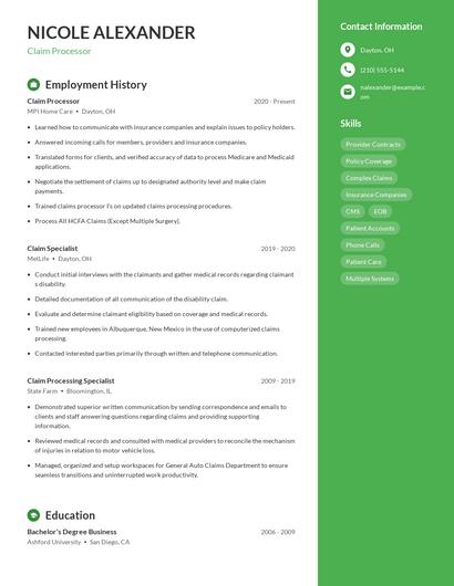 Resume example 5