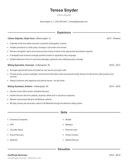 Resume example 1