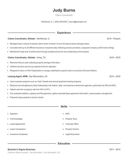 Resume example 1