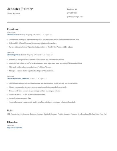Claims Reviewer Resume