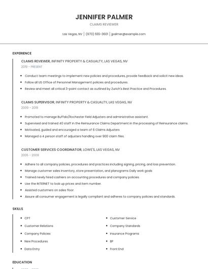 Claims Reviewer Resume