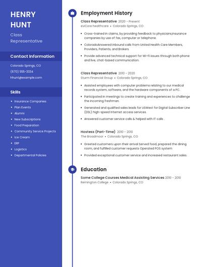 Class Representative Resume