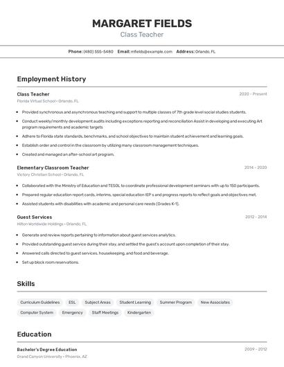 Resume example 2