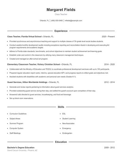 Resume example 1