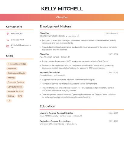 Classifier Resume