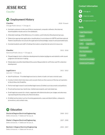 Classifier Resume