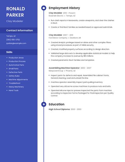 Clay Modeler Resume