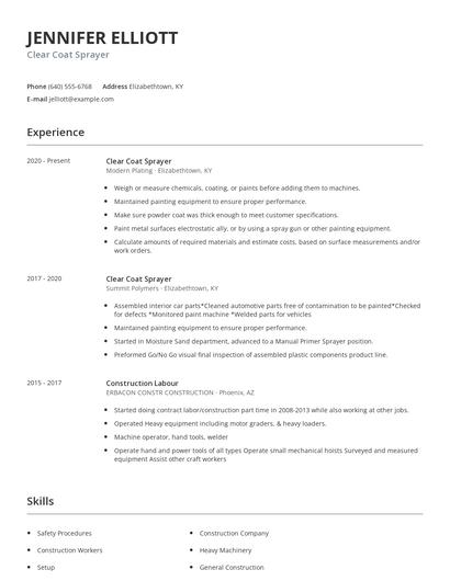 Clear Coat Sprayer Resume